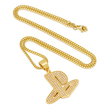 Load image into Gallery viewer, Inspired by PlayStation® - Solid 14K Gold & Diamond Classic PS Logo Necklace