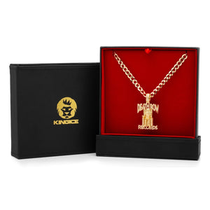 14K Solid Gold And Diamond King Ice x Death Row Logo Necklace