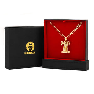 14K Solid Gold King Ice x Death Row Logo Necklace