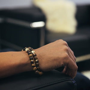 King Ice Tiger Eye Buddha Bead Wrap Bracelet