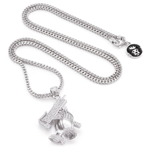 The White Gold Praying Hands of Defense Necklace