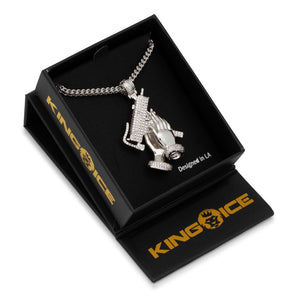 The White Gold Praying Hands of Defense Necklace