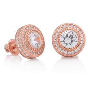 Sterling Silver Iced Button Earrings