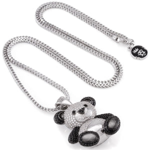 Rhodium Two-Tone CZ Panda Necklace