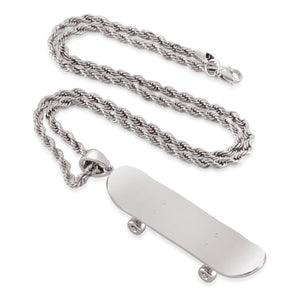 White Gold Skateboard Necklace