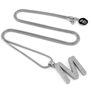 White Gold Letter "M" Necklace