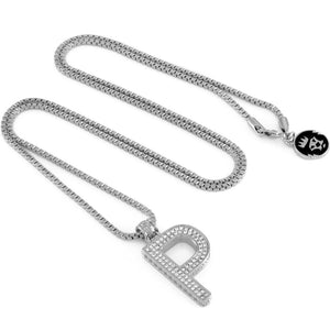 White Gold Letter "P" Necklace