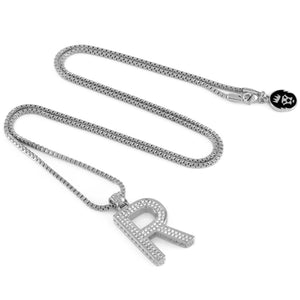 White Gold Letter "R" Necklace
